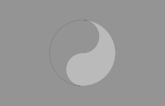 A circular mark with one part at reference white and the other two stops brighter