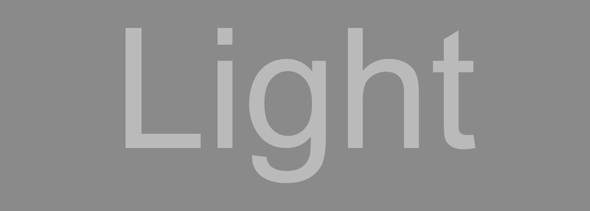 The word Light on a grey background, with letters brighter than SDR white in HDR